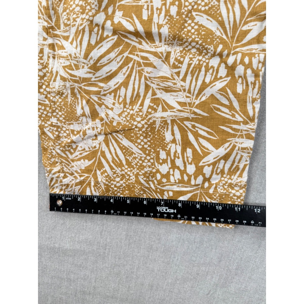 Christian Siriano New York Mustard Yellow Tropical Linen Wide Leg Pants Womens M - Picture 7 of 8